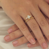 Blushing Bride Oval Three Stone Moissanite Engagement Ring