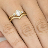 Blushing Bride Oval Three Stone Moissanite Engagement Ring