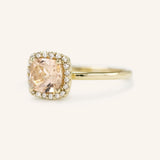BRIDAL ROSE Halo Cushion Morganite Engagement Ring