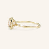 Bridal Rose Cushion Morganite Halo Engagement Ring
