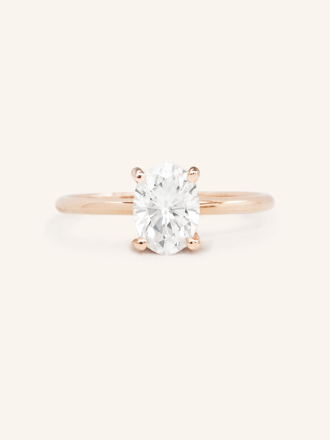 Classical Solo Oval Moissanite Solitaire Engagement Ring