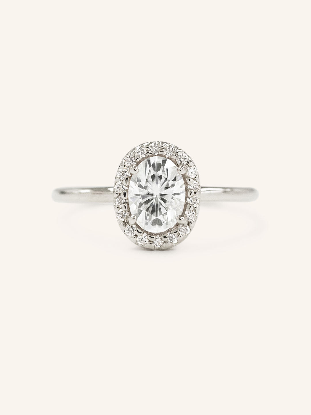 Bridal Rose Oval Moissanite Halo Engagement Ring