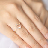 Bridal Rose Oval Morganite Halo Engagement Ring