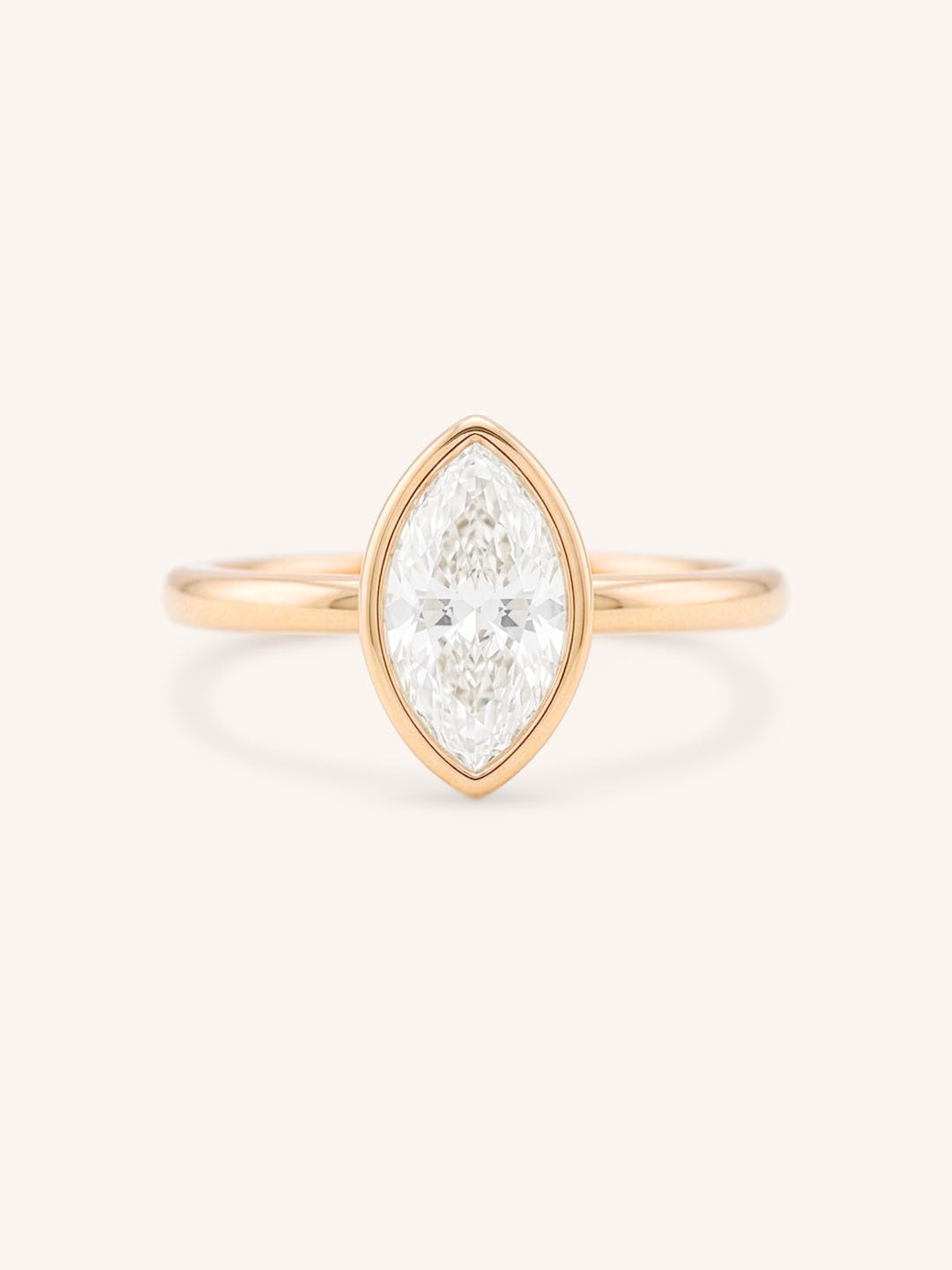 Hidden Bezel Marquise Diamond Solitaire Engagement Ring