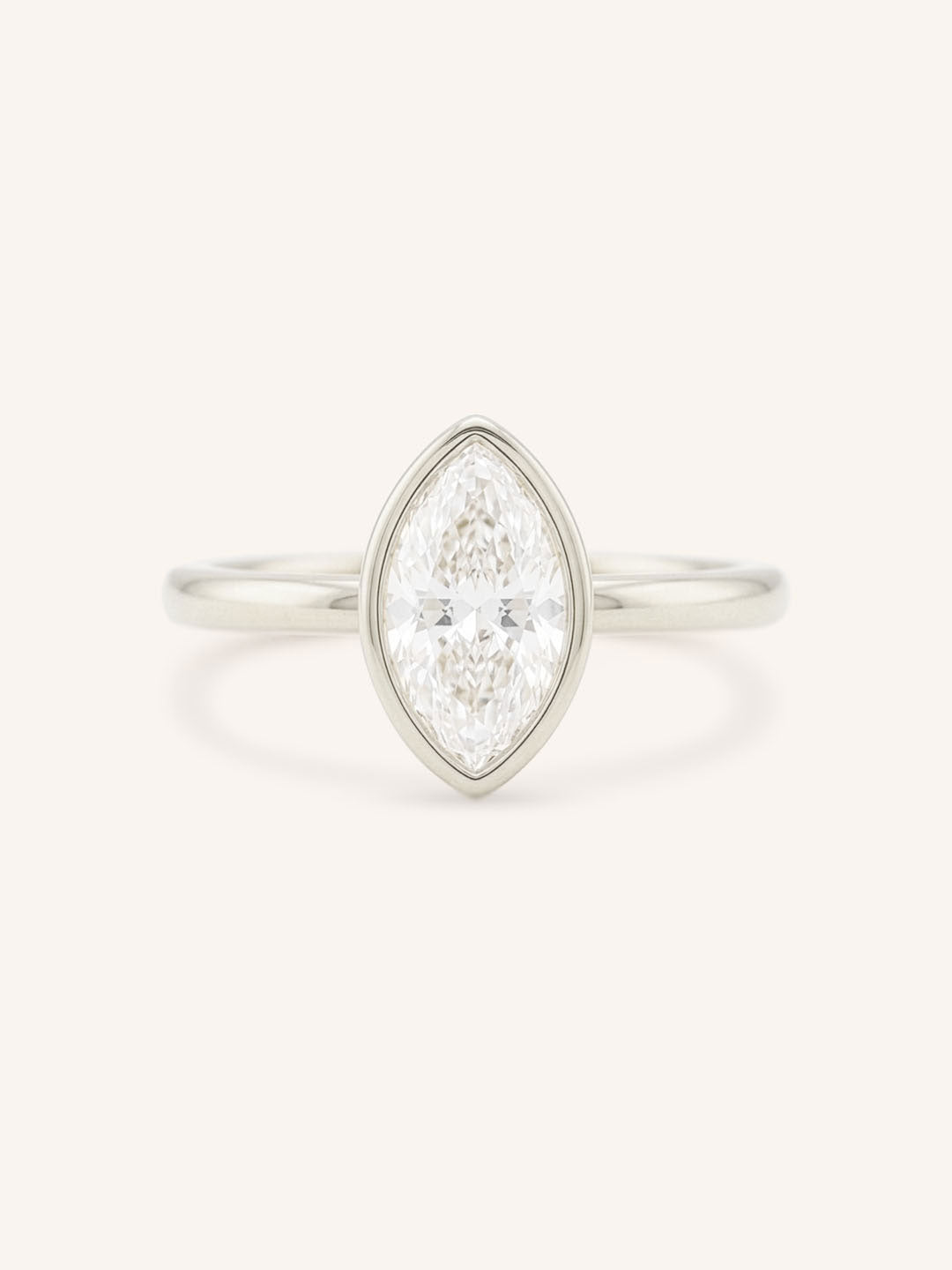 Hidden Bezel Marquise Diamond Solitaire Engagement Ring
