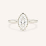 Hidden Bezel Marquise Diamond Solitaire Engagement Ring
