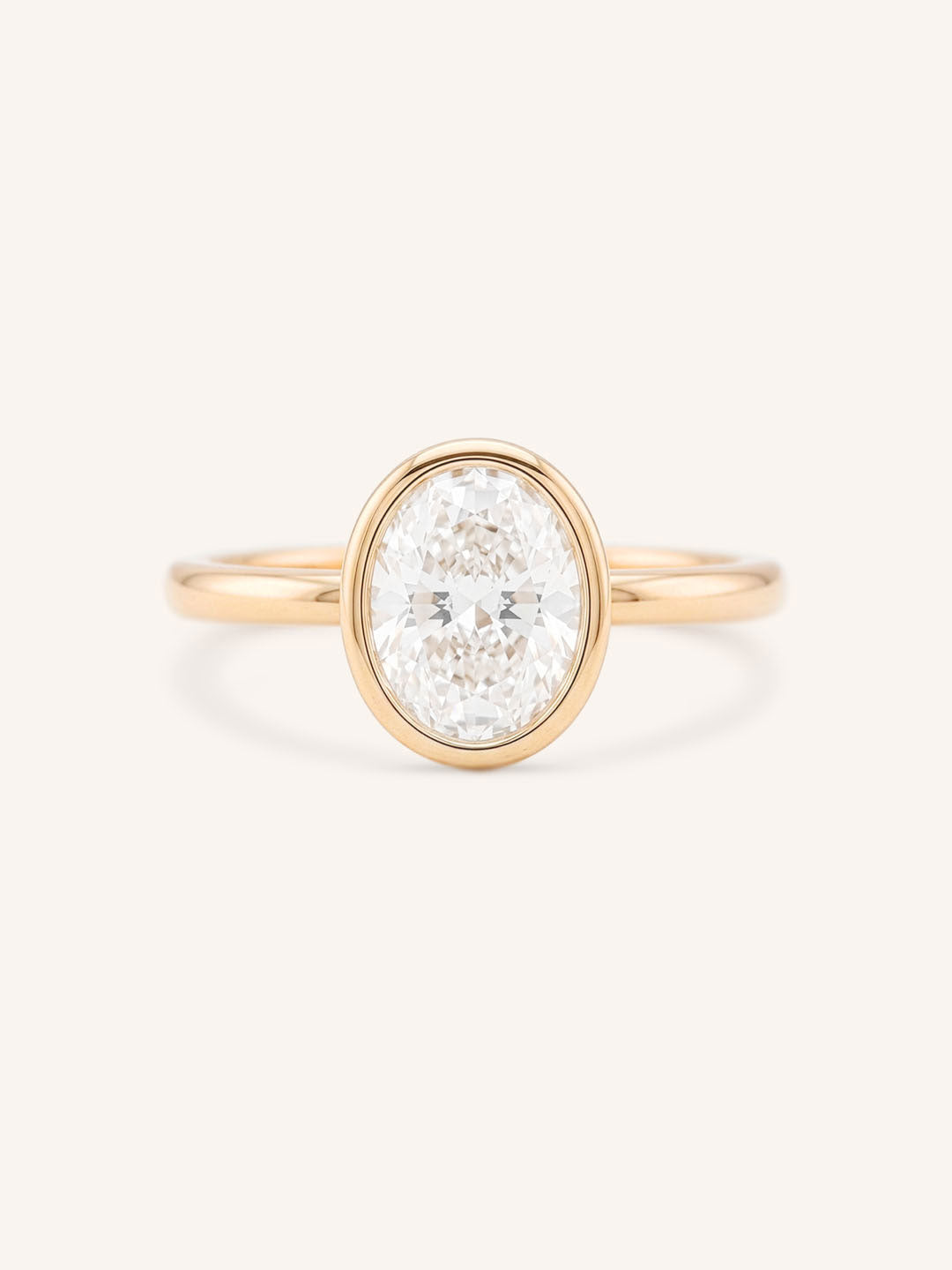 Hidden Bezel Oval Moissanite Solitaire Engagement Ring