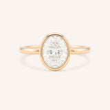 Hidden Bezel Oval Moissanite Solitaire Engagement Ring