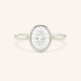 Hidden Bezel Oval Moissanite Solitaire Engagement Ring