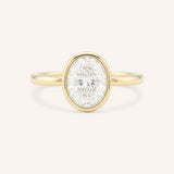 Hidden Bezel Oval Moissanite Solitaire Engagement Ring