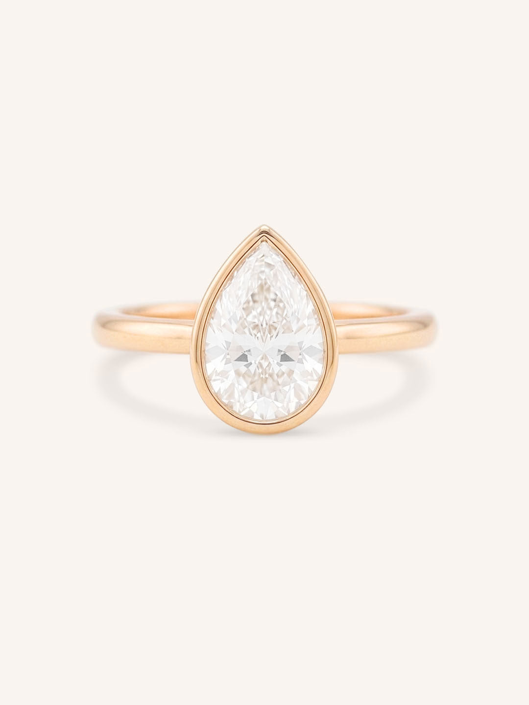 Hidden Bezel Pear Moissanite Solitaire Engagement Ring