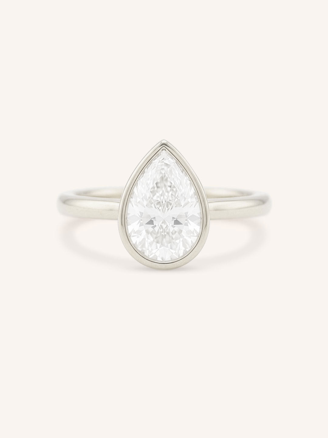 Hidden Bezel Pear Moissanite Solitaire Engagement Ring