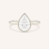 Hidden Bezel Pear Moissanite Solitaire Engagement Ring