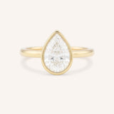 Hidden Bezel Pear Moissanite Solitaire Engagement Ring