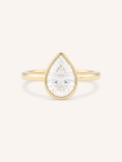 Hidden Bezel Pear Moissanite Solitaire Engagement Ring