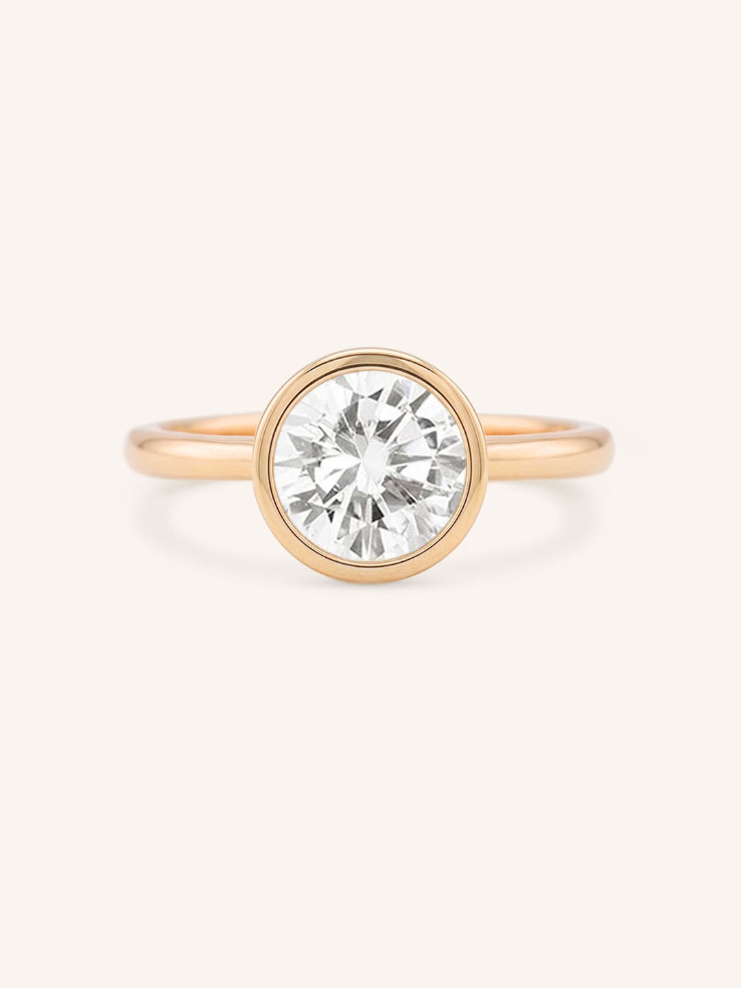 Hidden Bezel Round Moissanite Solitaire Engagement Ring