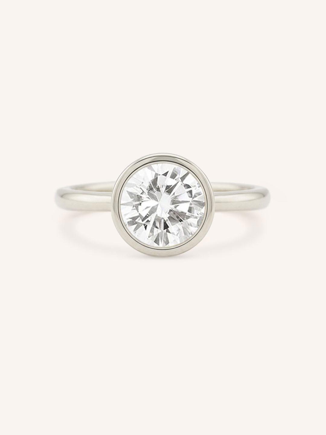 Hidden Bezel Round Moissanite Solitaire Engagement Ring