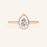 Hidden Bezel Pear Moissanite Solitaire Engagement Ring