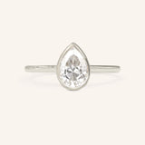 Hidden Bezel Pear Moissanite Solitaire Engagement Ring