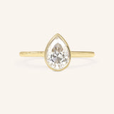 Hidden Bezel Pear Moissanite Solitaire Engagement Ring