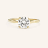 Hidden Halo Round Moissanite Solitaire Engagement Ring