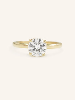 Hidden Halo Round Moissanite Solitaire Engagement Ring