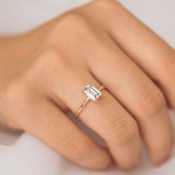 Classical Solo Emerald Step Cut Moissanite Solitaire Engagement Ring