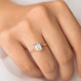 Classical Solo Emerald Step Cut Moissanite Solitaire Engagement Ring