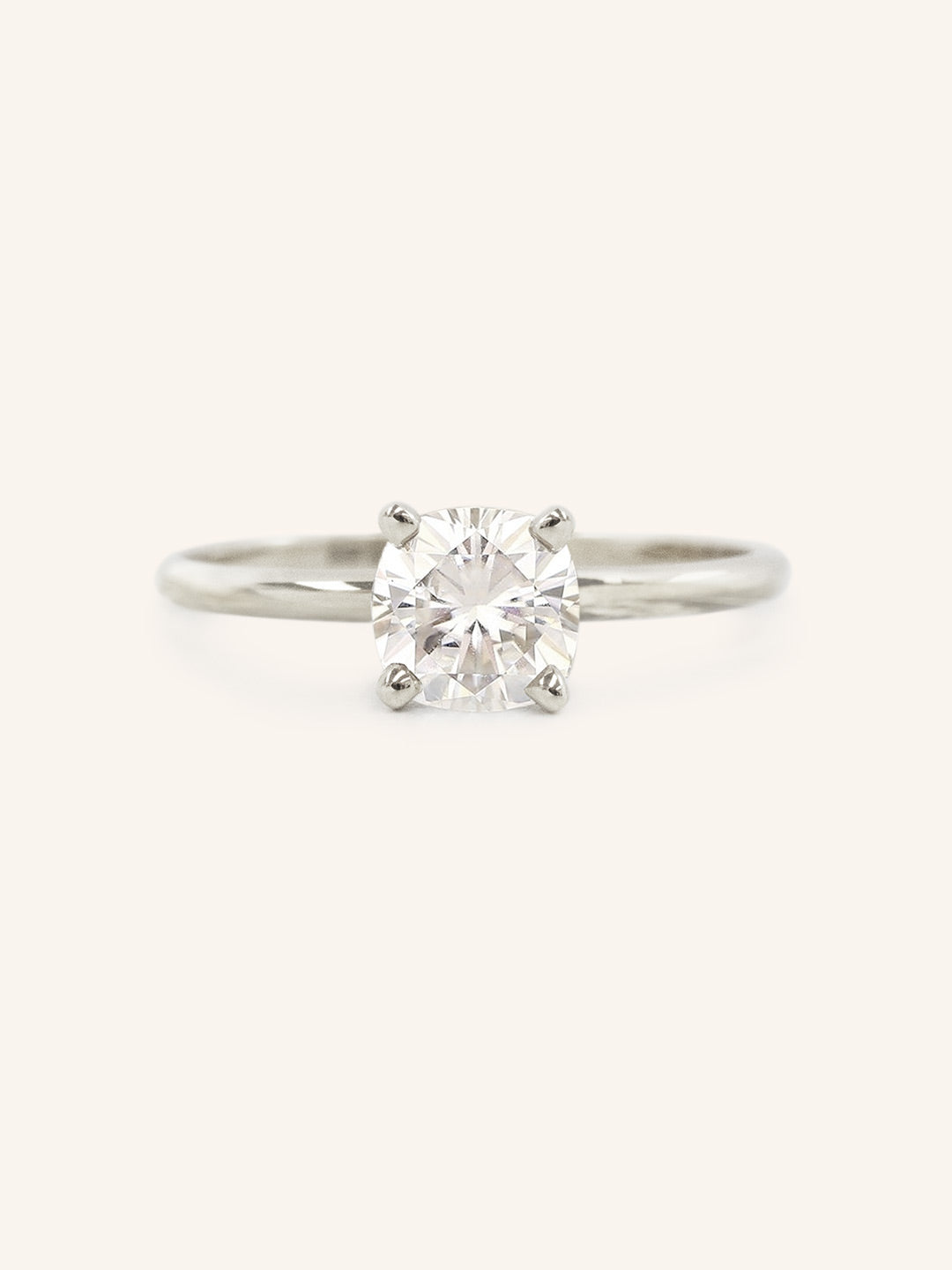 Classical Solo Cushion Cut Diamond Solitaire Engagement Ring