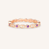 Amethyst Diamond Milgrain Eternity Band