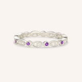 Amethyst Diamond Milgrain Eternity Band