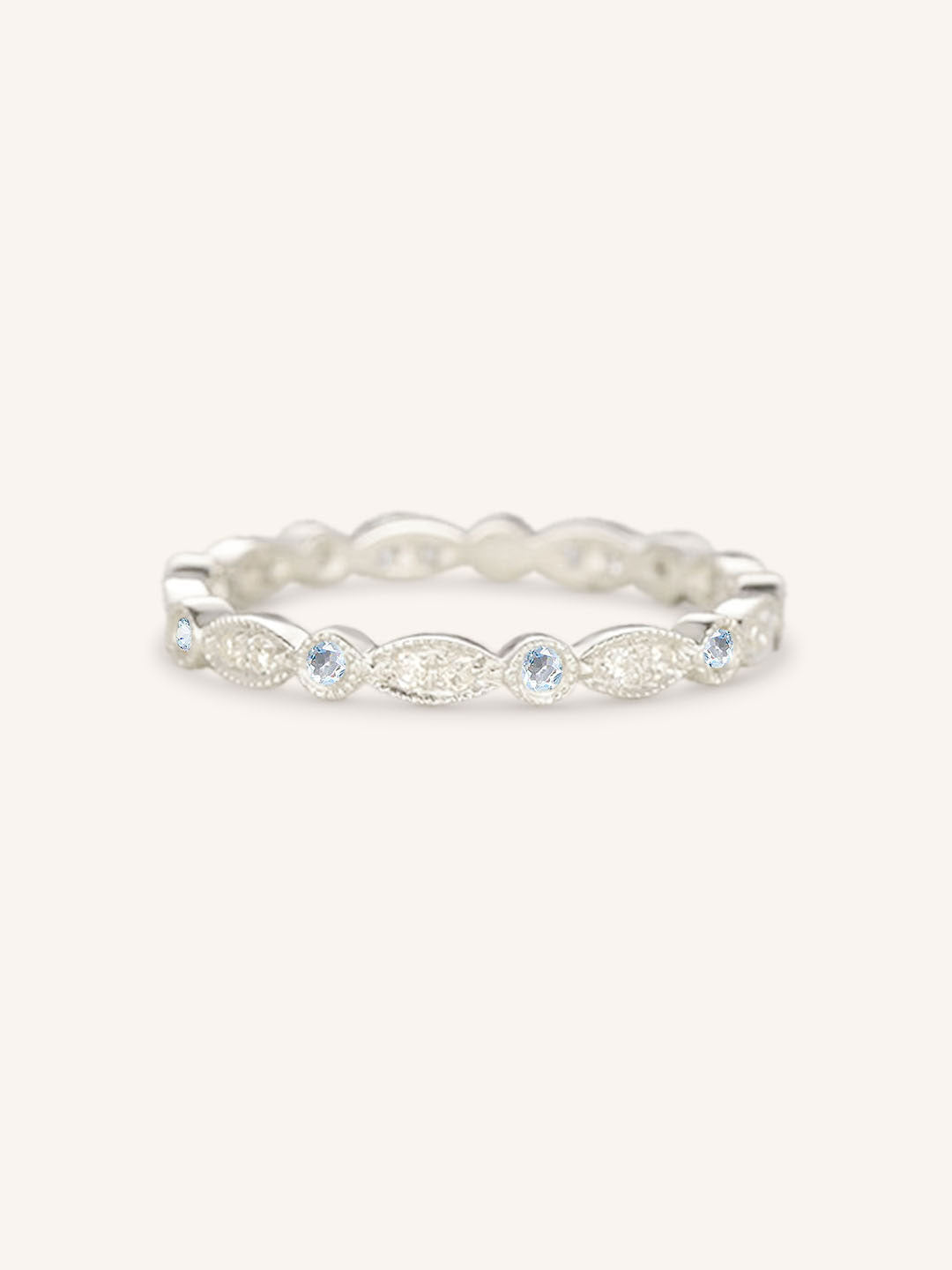 Aquamarine Diamond Milgrain Eternity Band