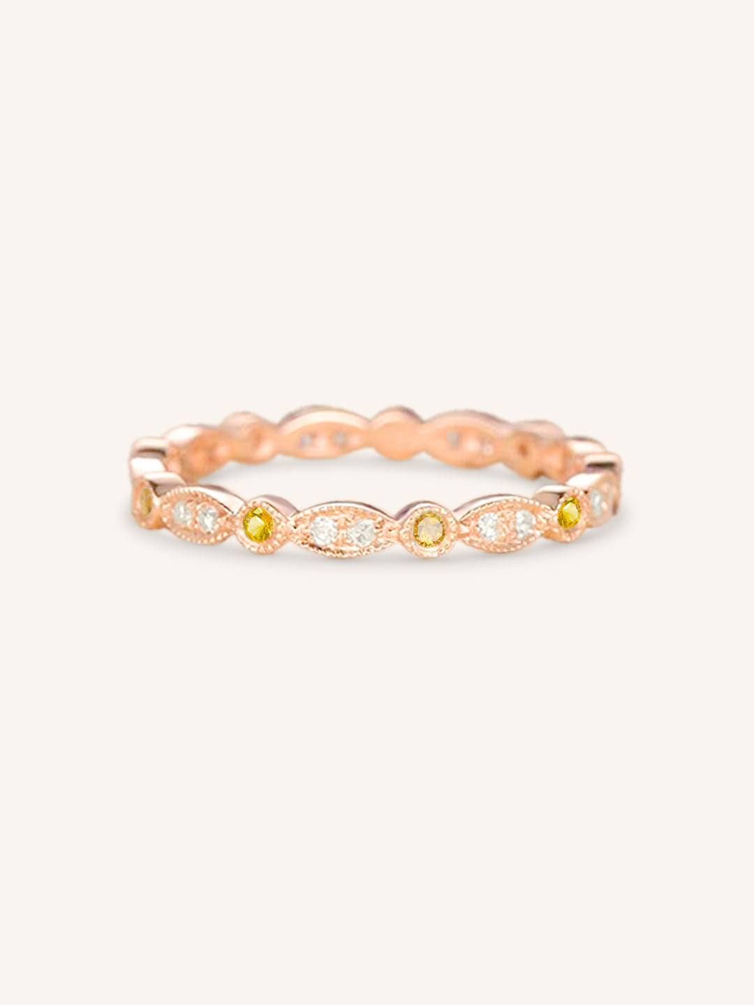 Citrine Diamond Milgrain Eternity Band