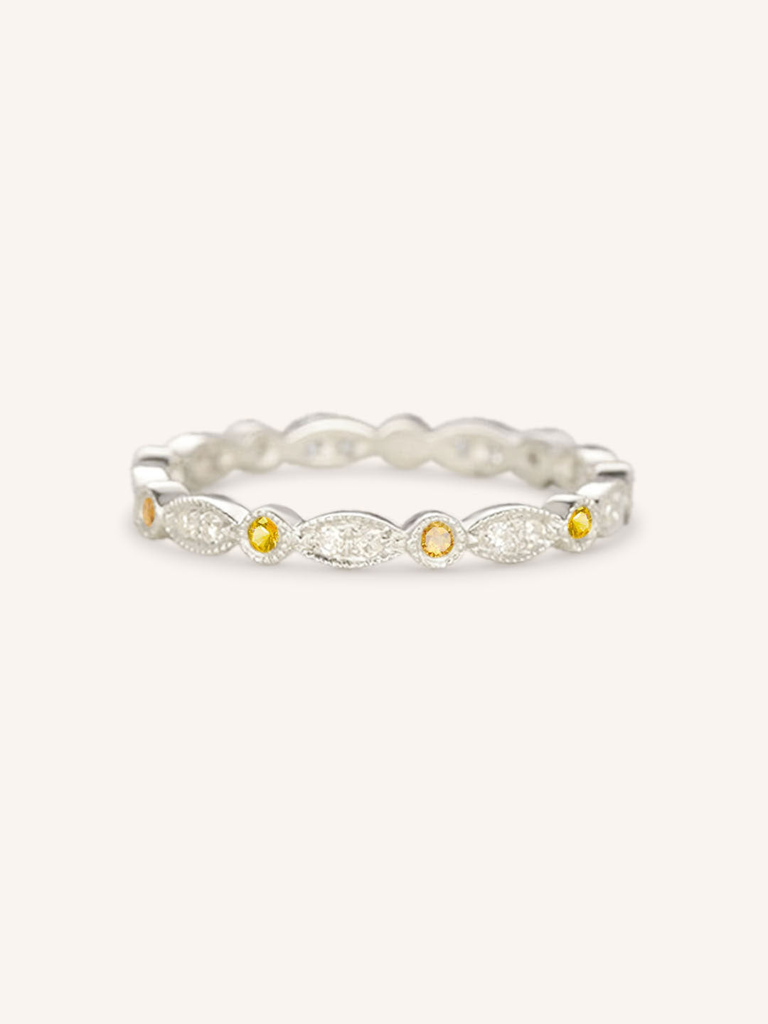 Citrine Diamond Milgrain Eternity Band