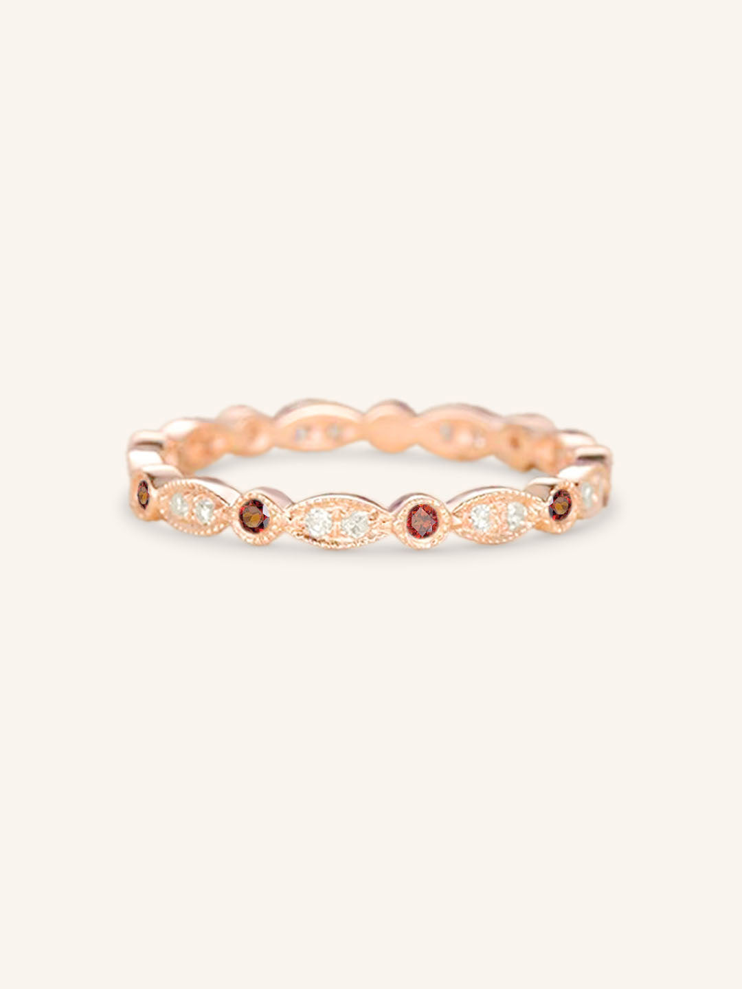 Garnet Diamond Milgrain Eternity Band