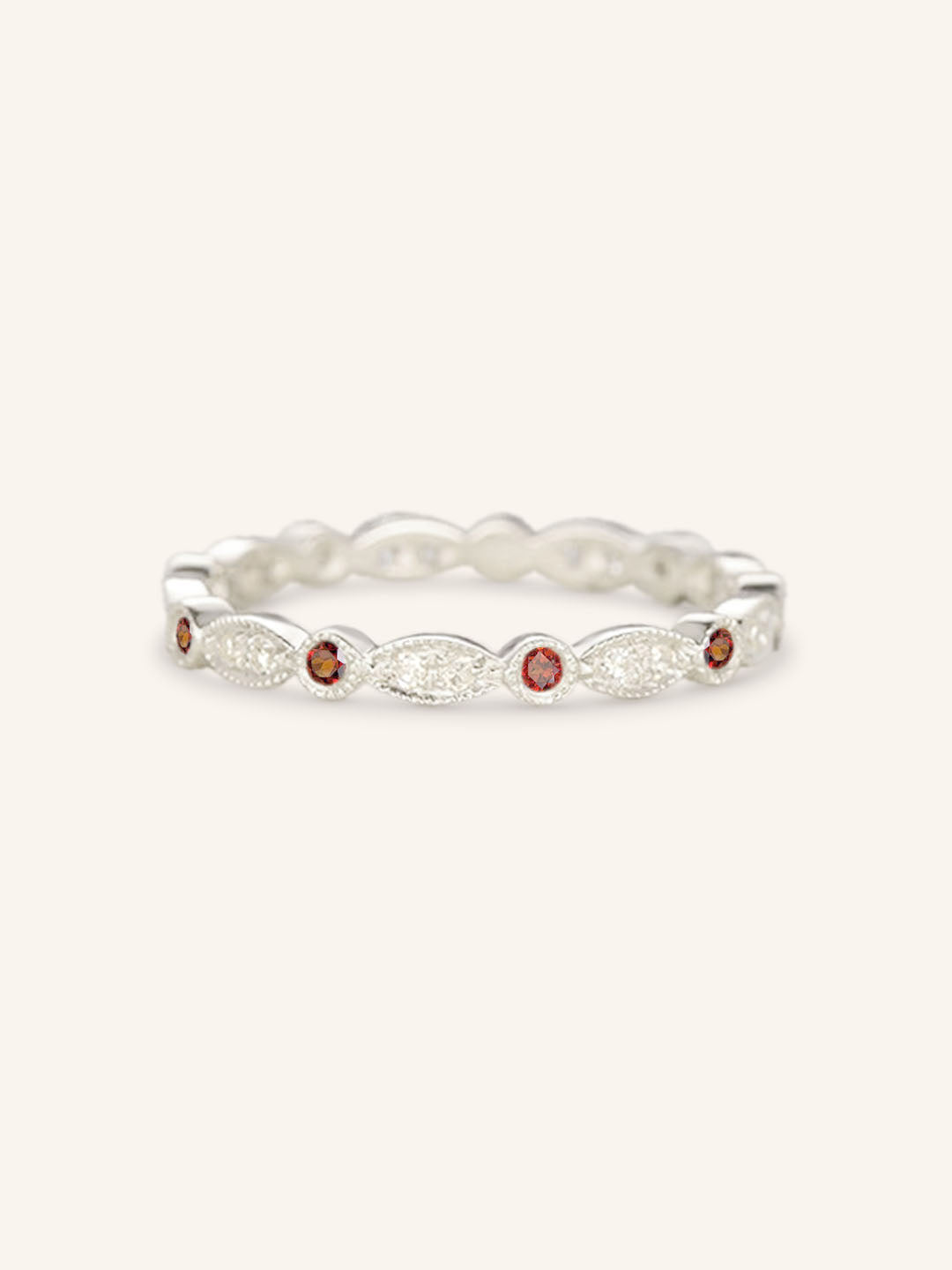 Garnet Diamond Milgrain Eternity Band