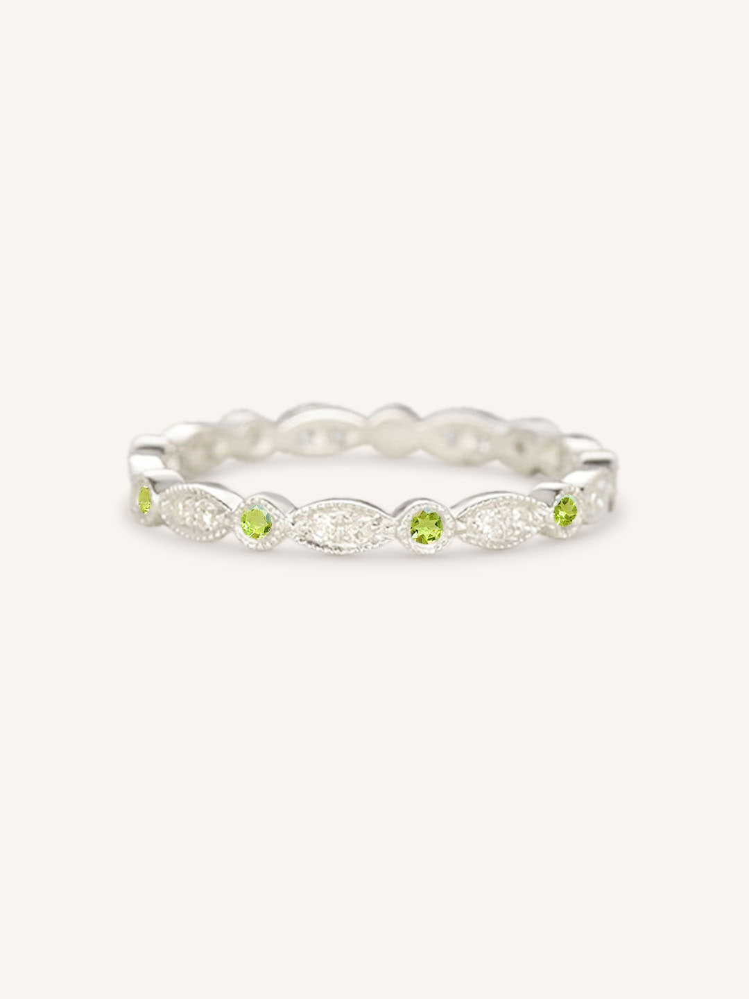 Peridot Diamond Milgrain Eternity Band