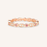 Pink Tourmaline Diamond Milgrain Eternity Band