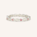 Pink Tourmaline Diamond Milgrain Eternity Band