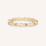 Pink Tourmaline Diamond Milgrain Eternity Band