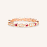Ruby Diamond Milgrain Eternity Band