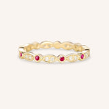 Ruby Diamond Milgrain Eternity Band