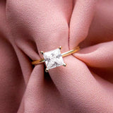 Classical Solo Princess Cut Moissanite Solitaire Engagement Ring