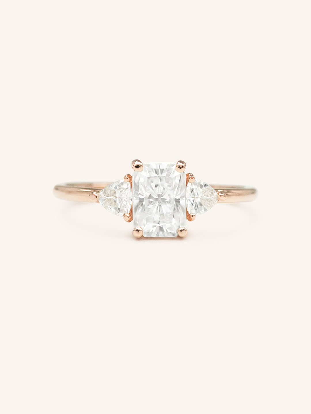Winter Triangle Radiant Cut Moissanite Three Stone Engagement Ring