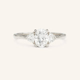 Summer Triangle Oval Three Stone Engagement Ring