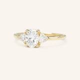 Summer Triangle Oval Three Stone Engagement Ring
