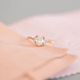 Summer Triangle Oval Three Stone Engagement Ring