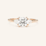 Summer Triangle Cushion Three Stone Engagement Ring