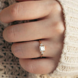 Blushing Bride Princess Cut Moissanite Three Stone Engagement Ring