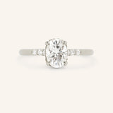 Hidden Halo Oval Moissanite Engagement Ring with Diamond Accents